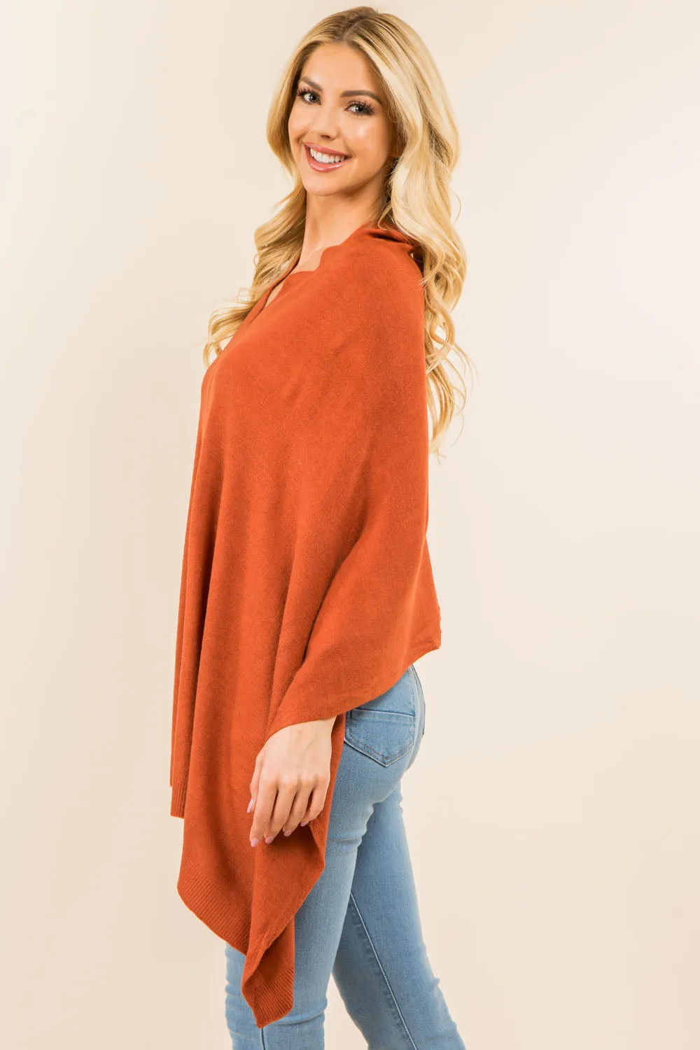 PA8672 solid color poncho