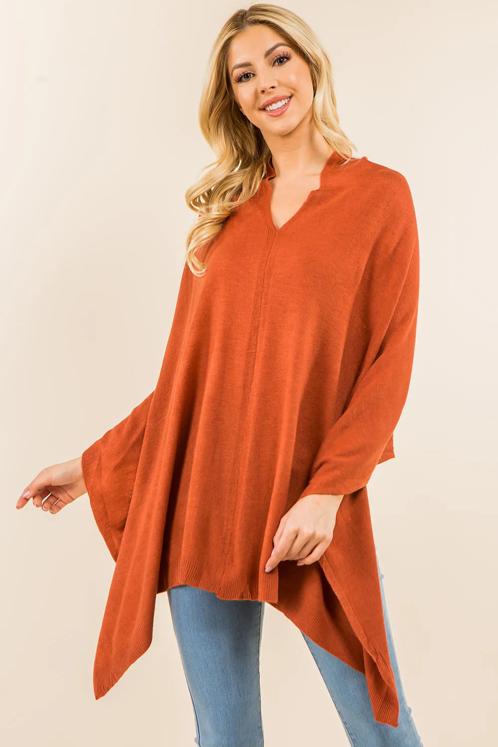 PA8672 solid color poncho