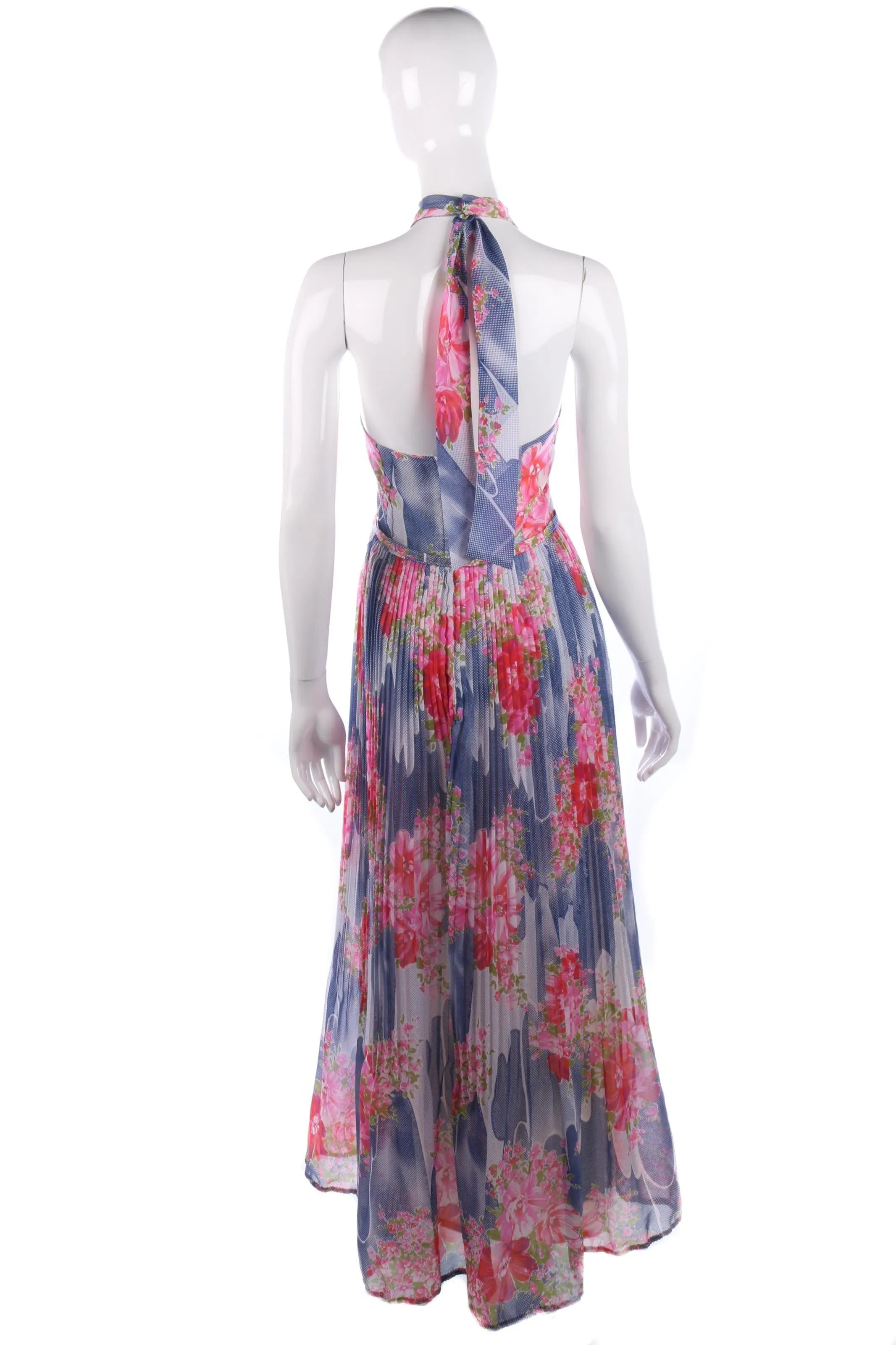 Peter Barro blue floral backless dress size M