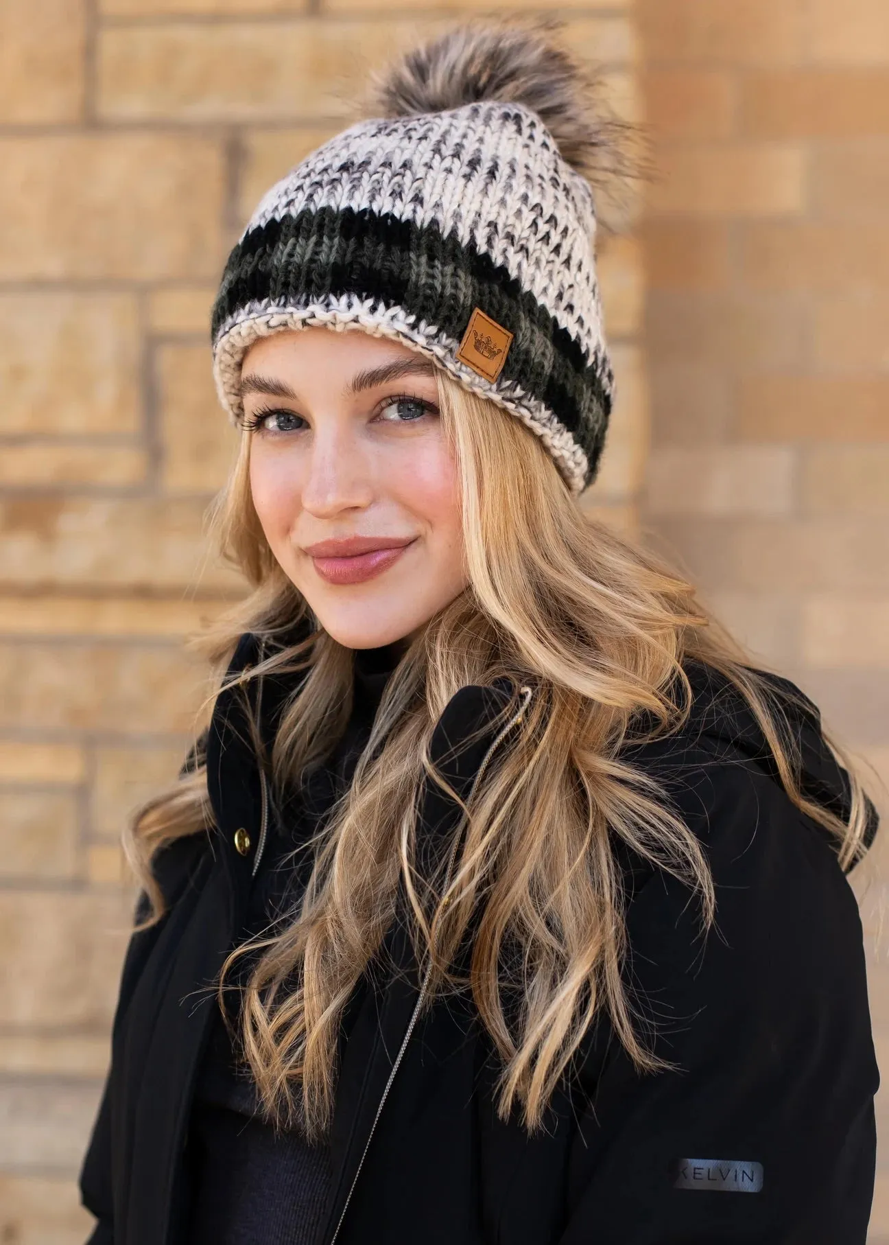 Plaid Accent Knit Hat