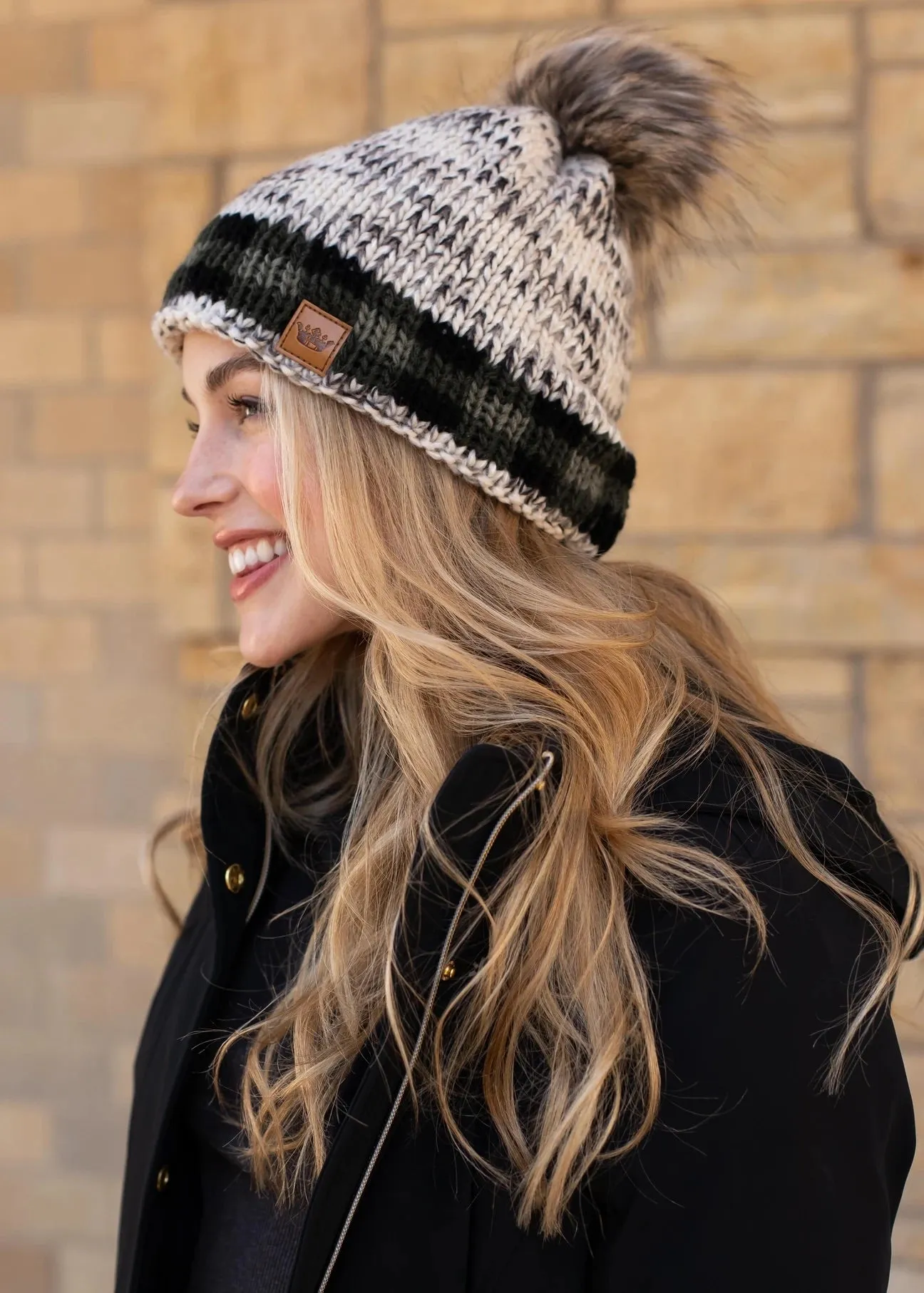 Plaid Accent Knit Hat