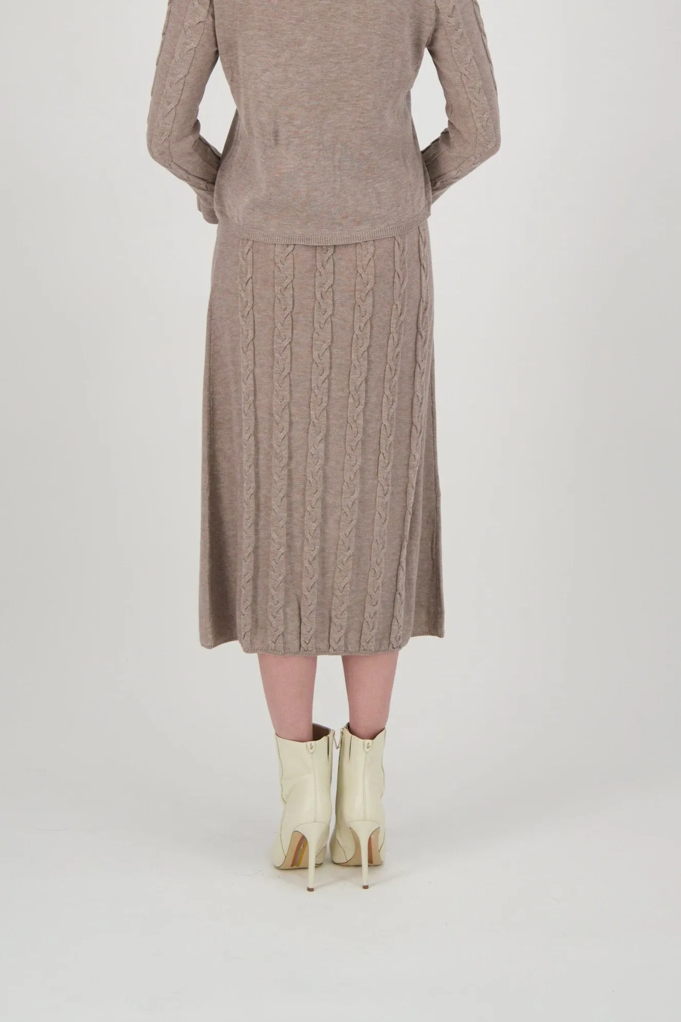 Pleated Cable Knit Skirt