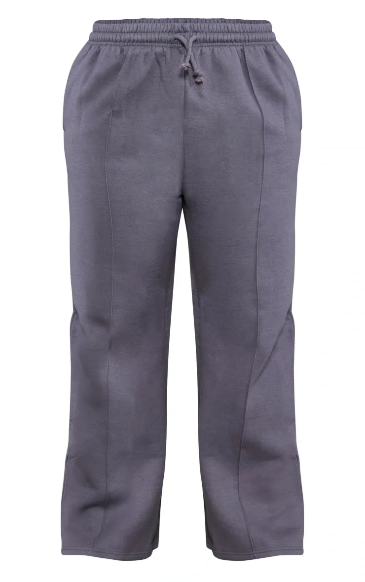 Plus Charcoal Pintuck Drawstring Straight Leg Leg Sweatpants