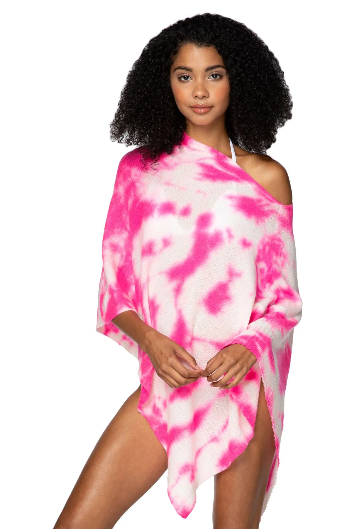 Poolside Poncho Cashmere |  Flamingo Tie Dye