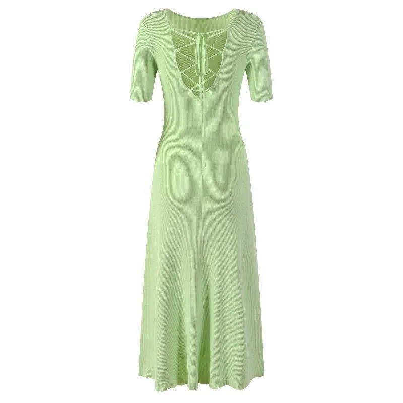 Pre Order:  Tea Green Knitted Midi Dress