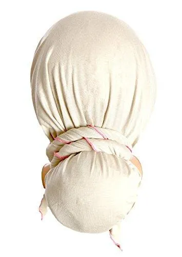 Pre-tied Head-scarf Tichel Lightweight Cotton Boho Chic ShariRose Spring/Summer Collection (Light Beige Hot Pink Long - 335)