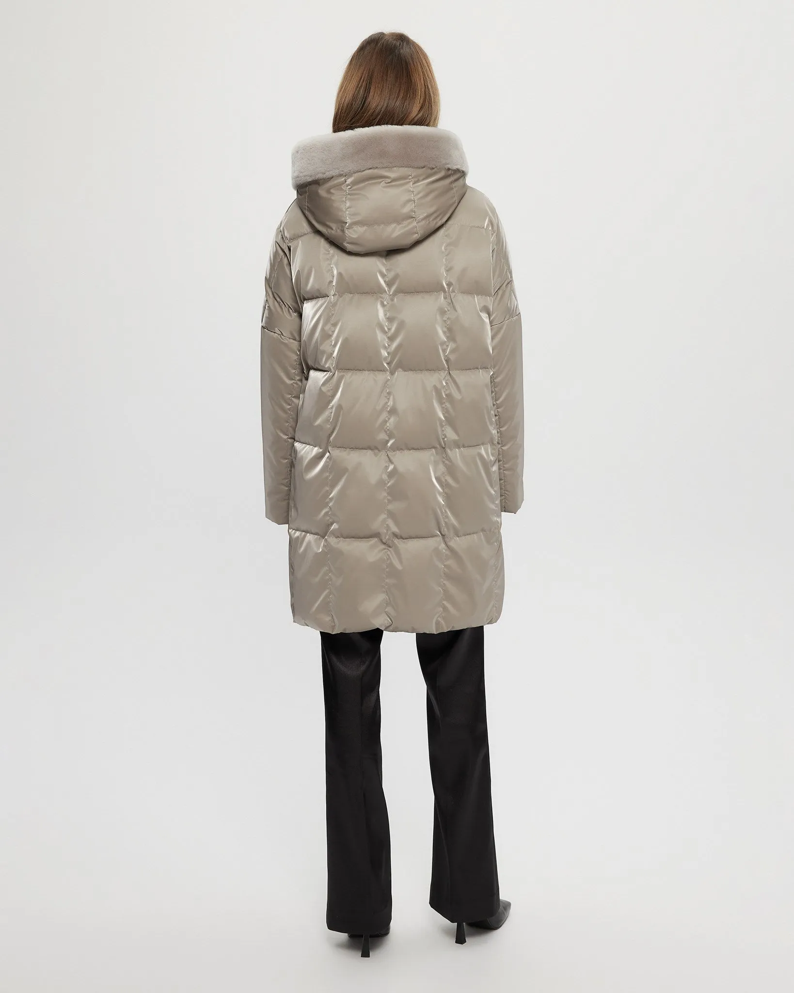 Quilted Parka with Select Shearling Lamb Hood Trim