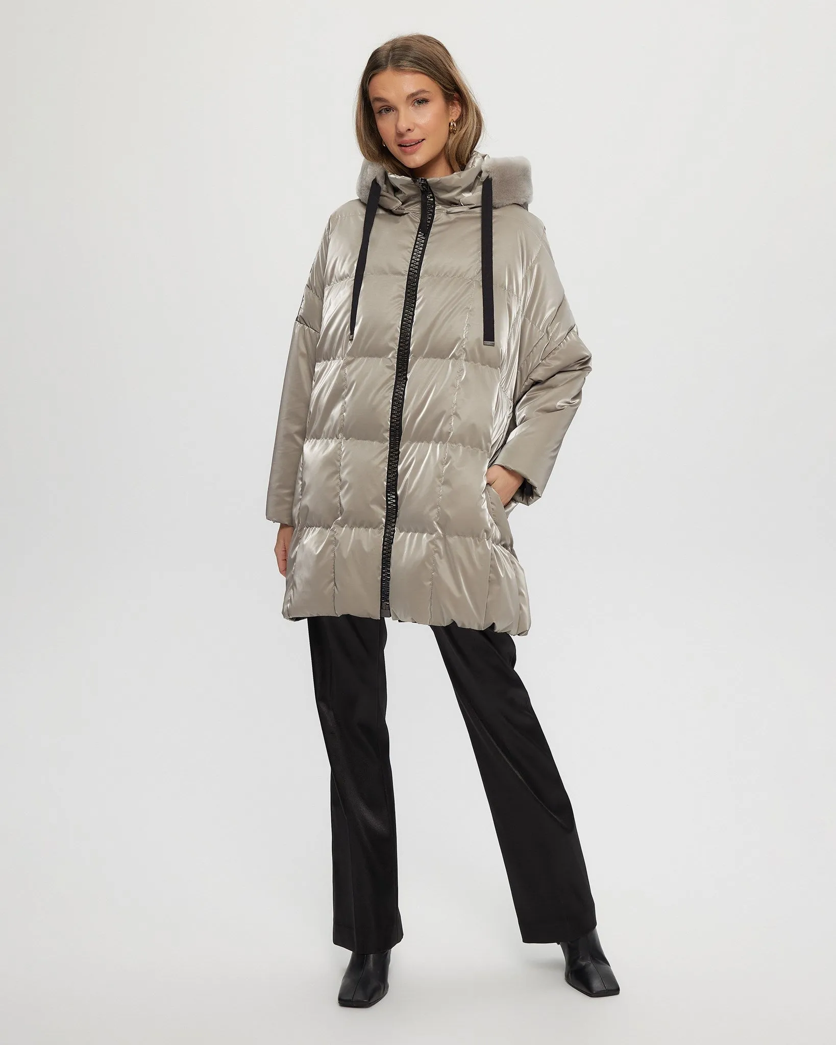 Quilted Parka with Select Shearling Lamb Hood Trim