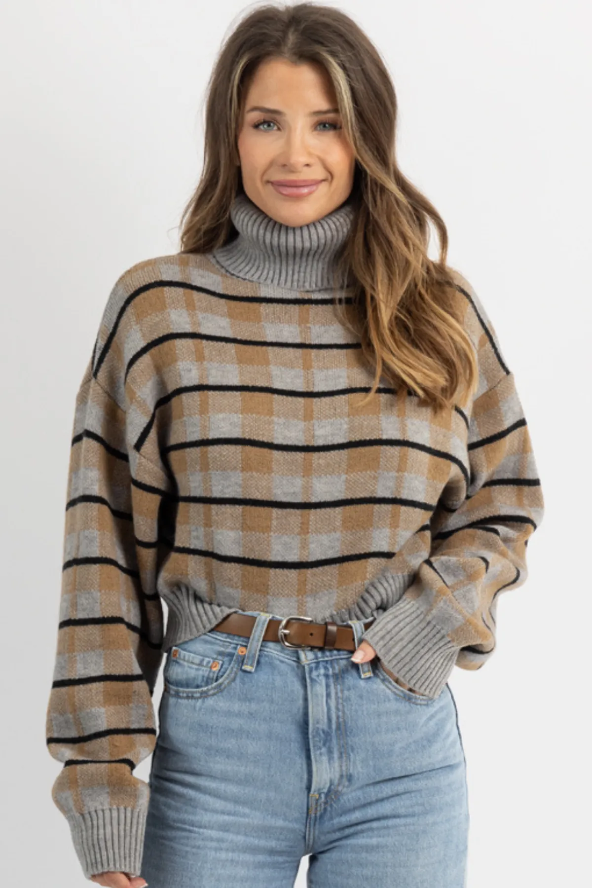 RALEIGH PLAID TURTLENECK SWEATER *BACK IN STOCK*