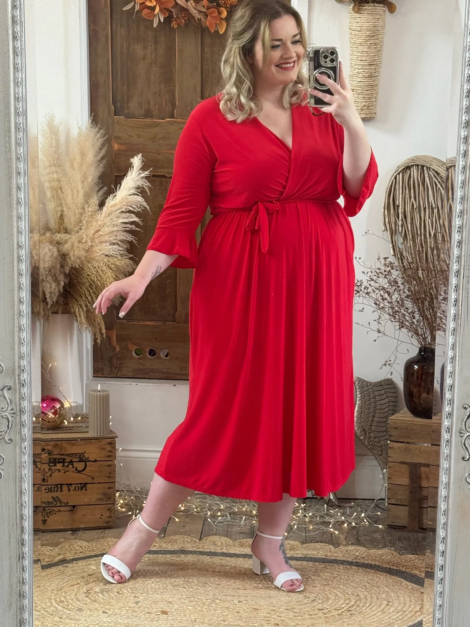 Red Nellie Cross Front Midaxi Dress