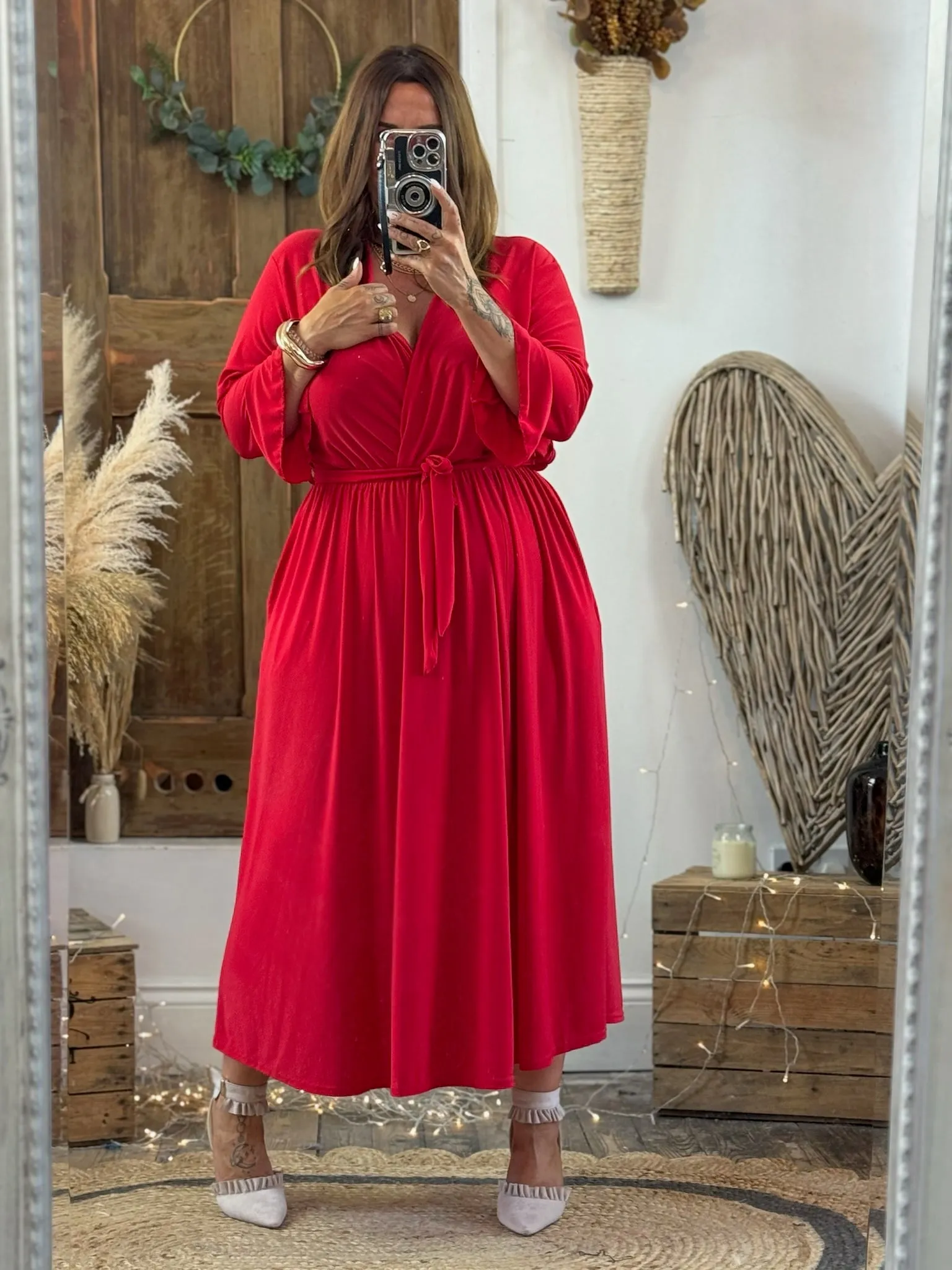 Red Nellie Cross Front Midaxi Dress