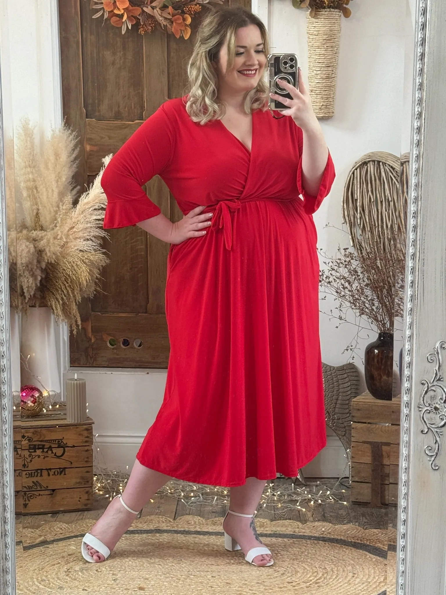 Red Nellie Cross Front Midaxi Dress