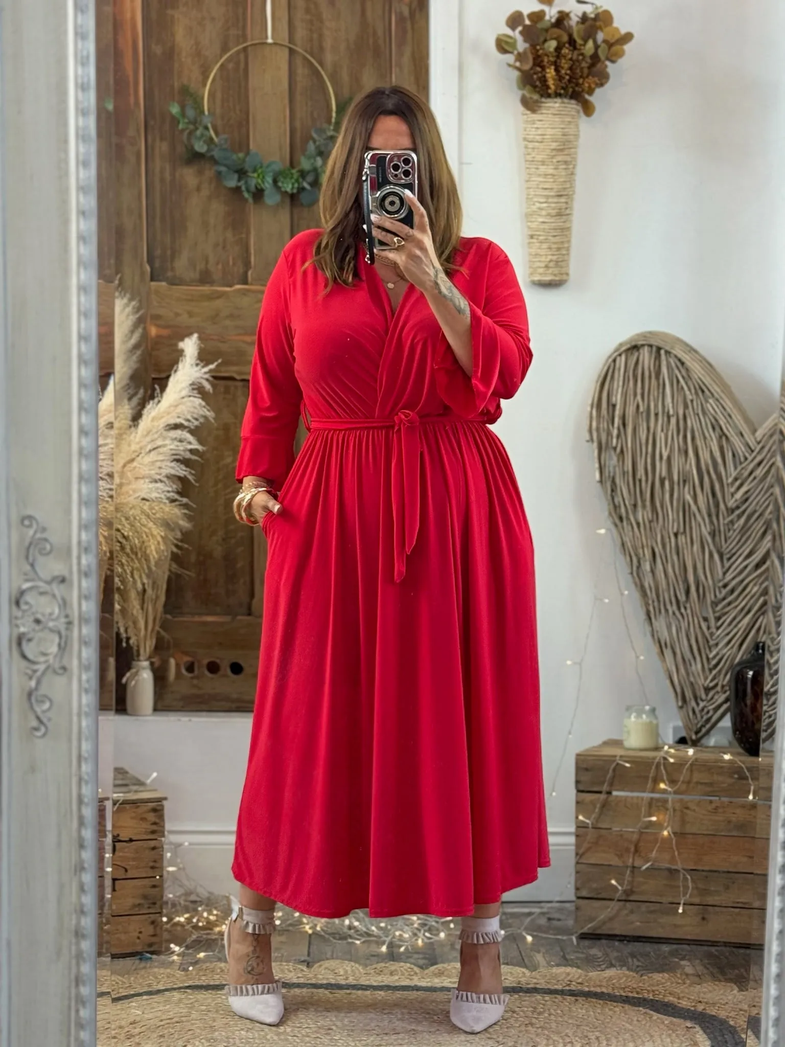 Red Nellie Cross Front Midaxi Dress