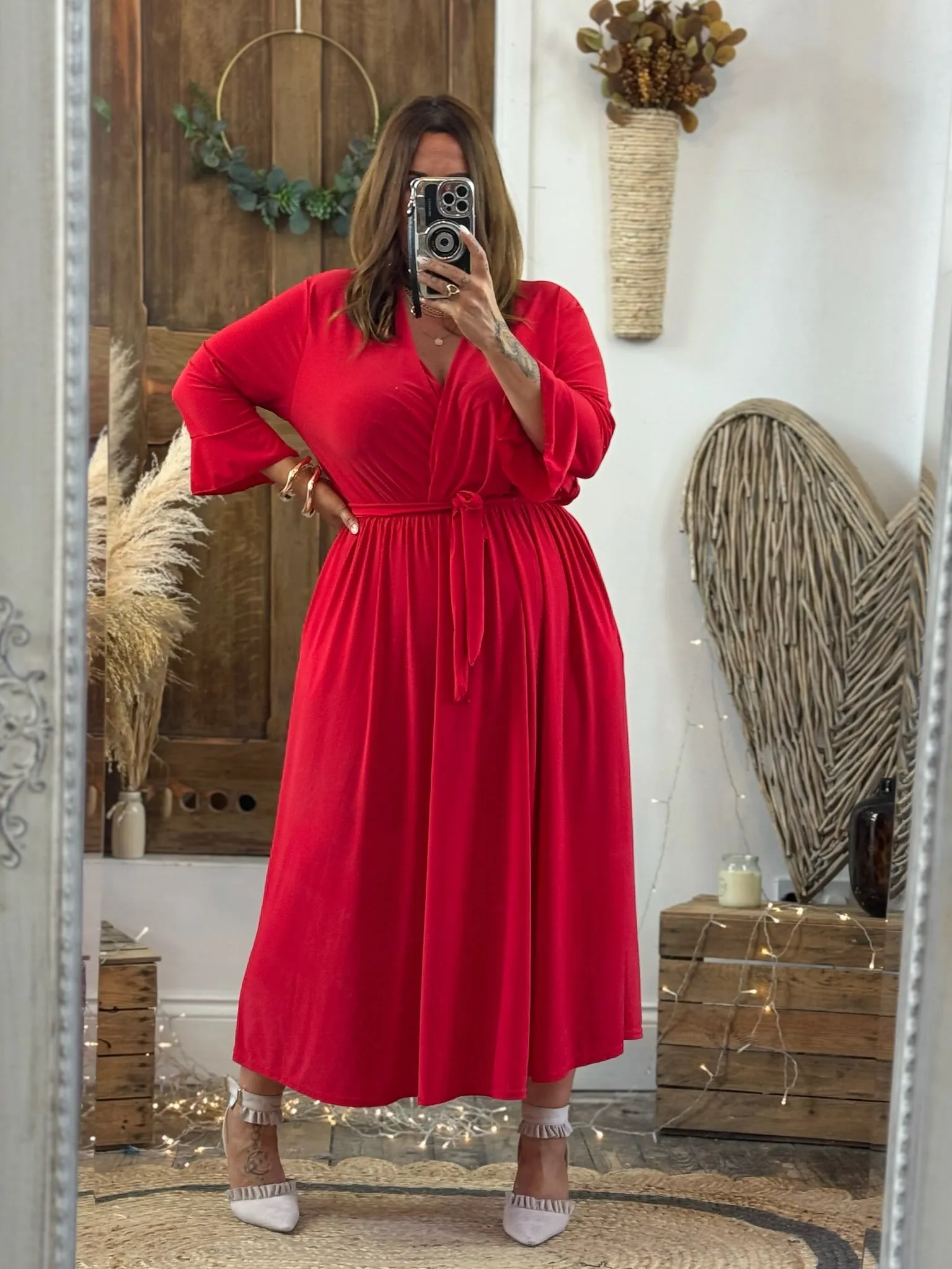 Red Nellie Cross Front Midaxi Dress