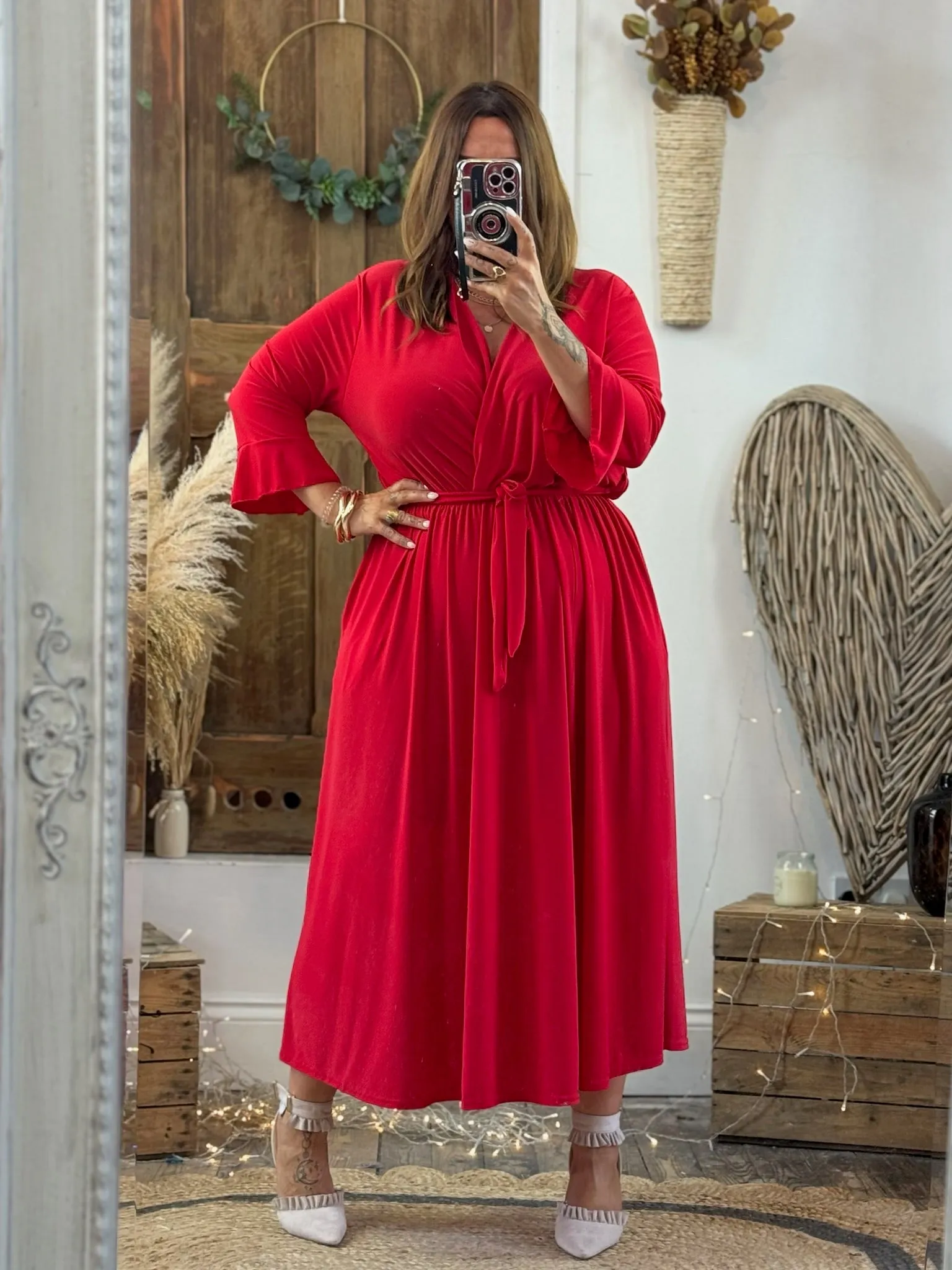 Red Nellie Cross Front Midaxi Dress