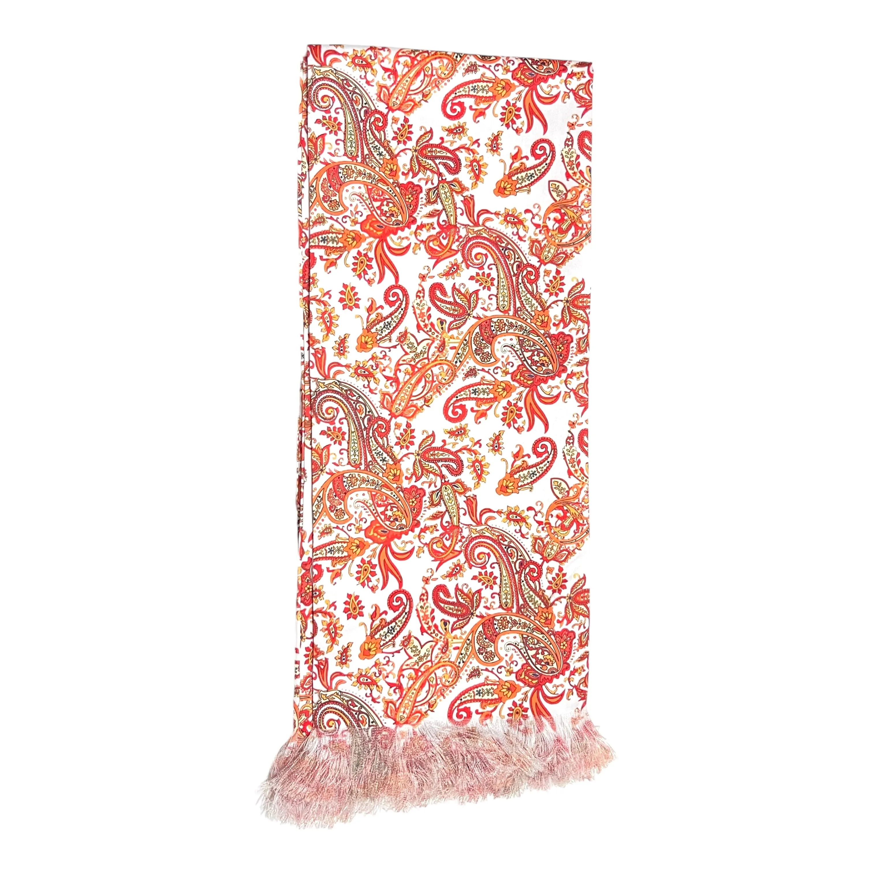 Red Paisley Scarf With Pocket Square