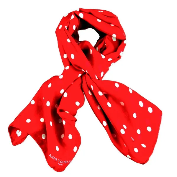 RED POLKA DOT SCARF - 67x26"