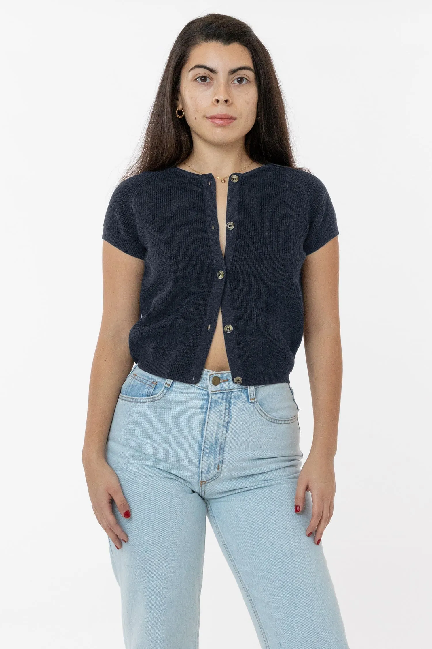 RFK47GD - Cotton Raglan Short Sleeve Cropped Sweater