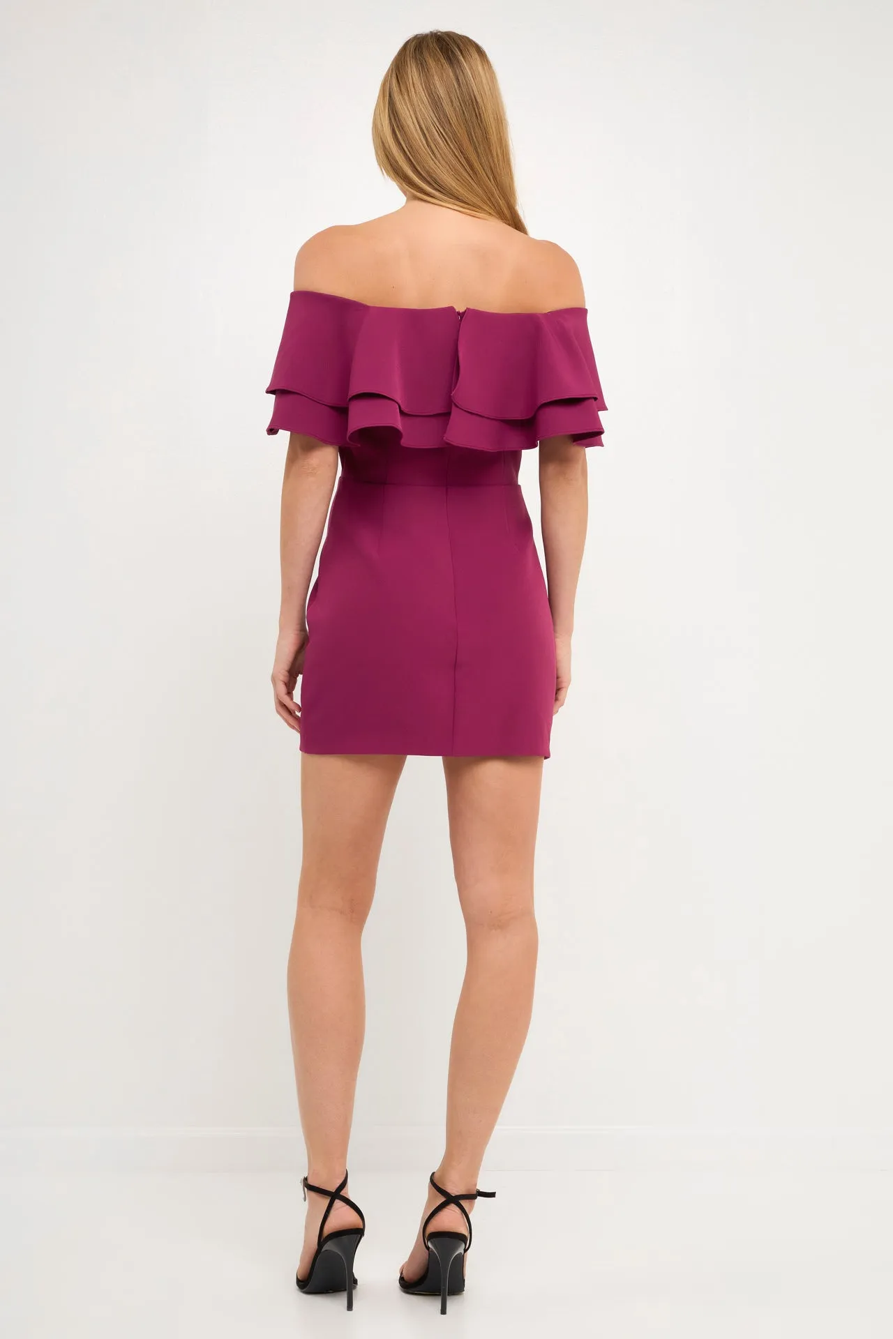 Ruffled Off Shoulder Mini Dress