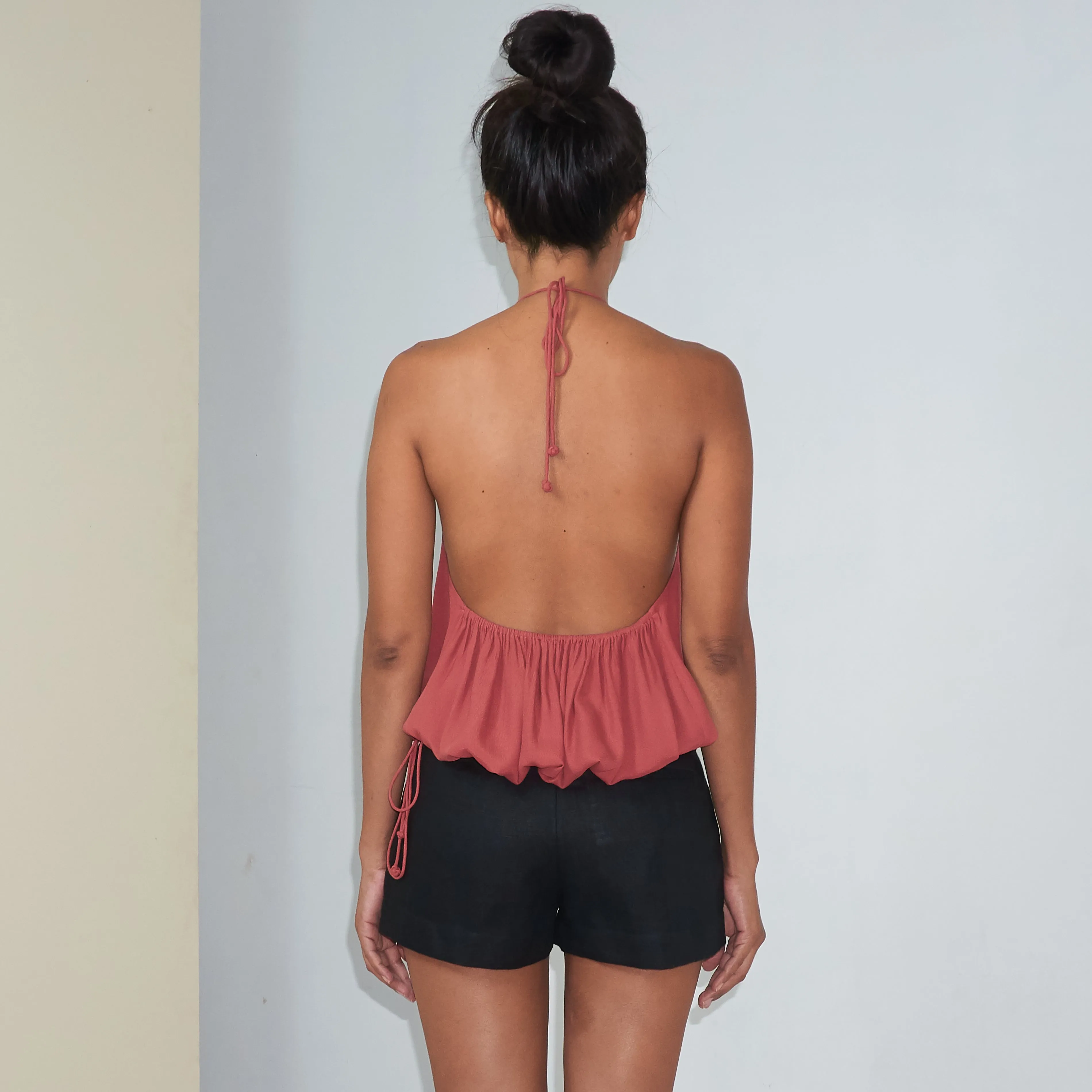 RUSH HALTER TOP - Rayon Fujette Crepe | Dusty Rose