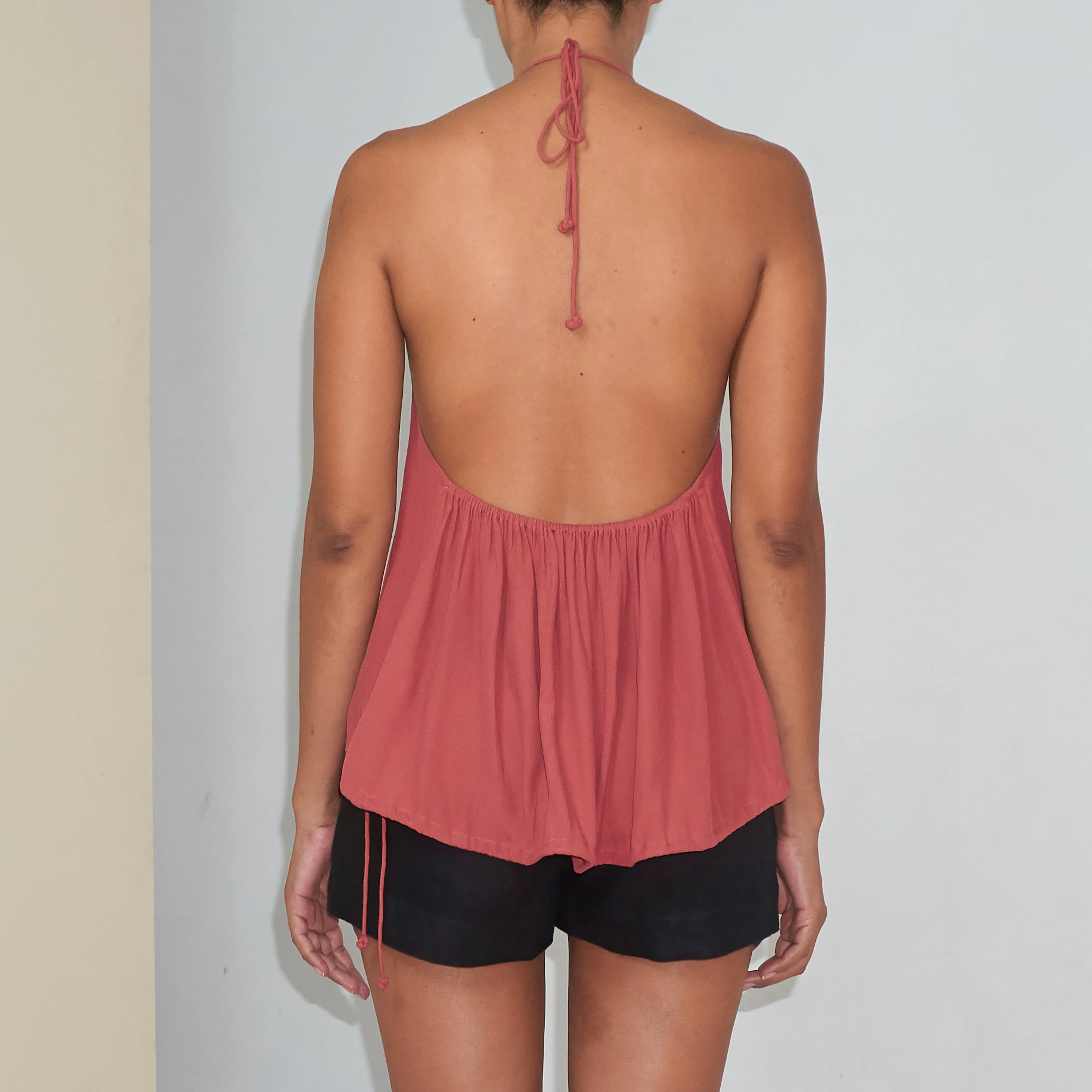 RUSH HALTER TOP - Rayon Fujette Crepe | Dusty Rose