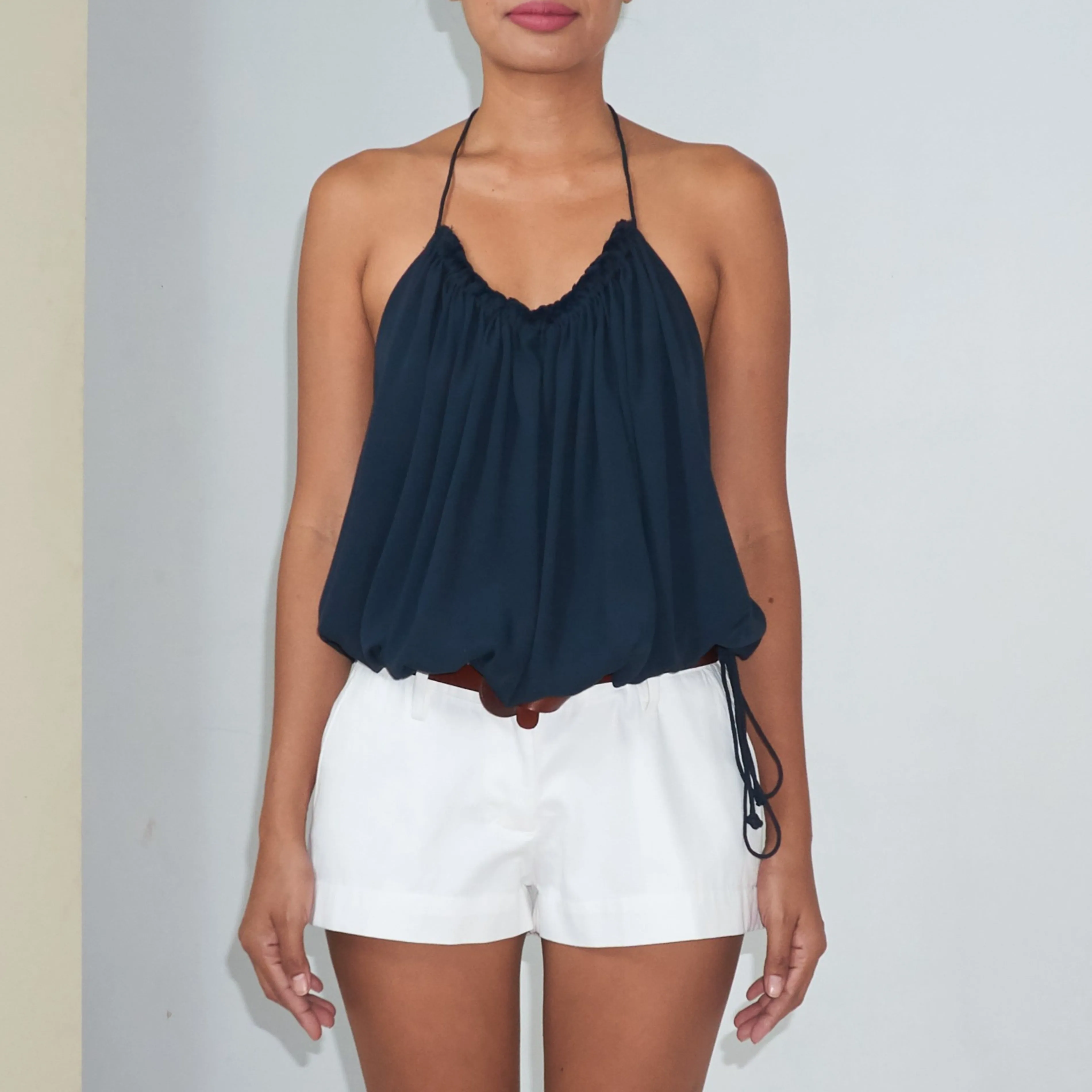 RUSH HALTER TOP - Rayon Fujette Crepe | Midnight Blue