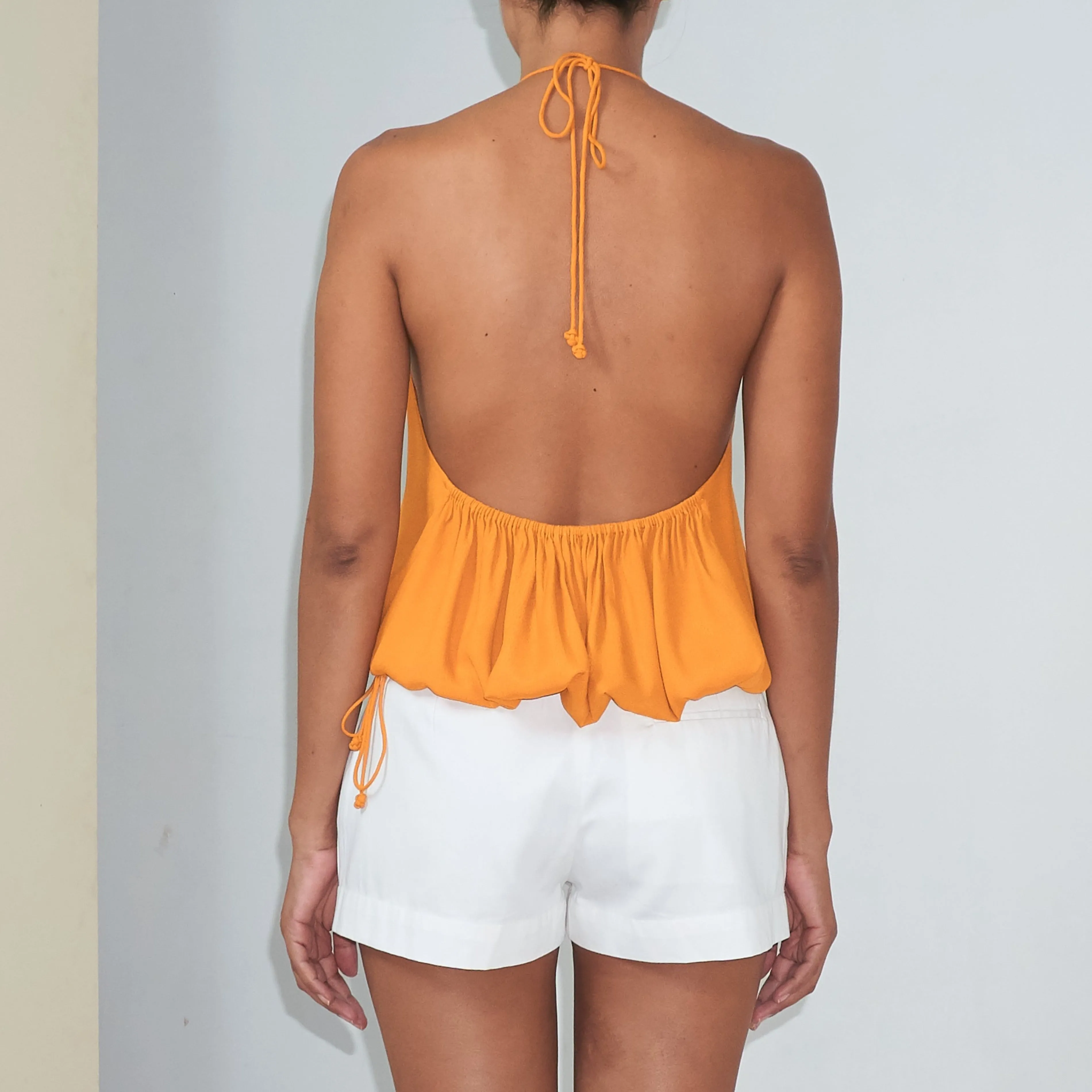 RUSH HALTER TOP - Rayon Fujette Crepe | Sunflower Yellow