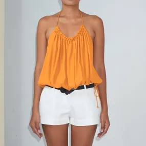 RUSH HALTER TOP - Rayon Fujette Crepe | Sunflower Yellow