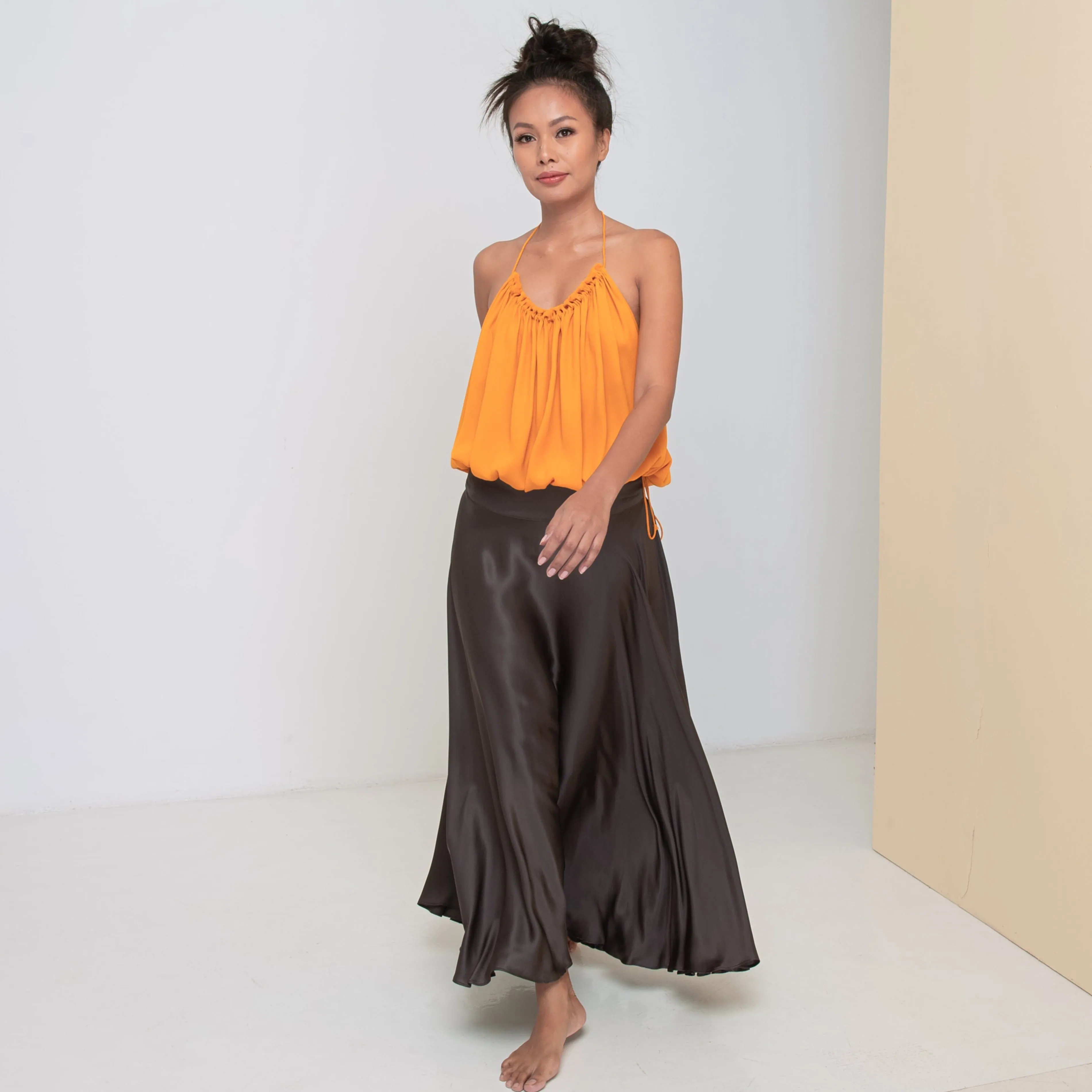 RUSH HALTER TOP - Rayon Fujette Crepe | Sunflower Yellow