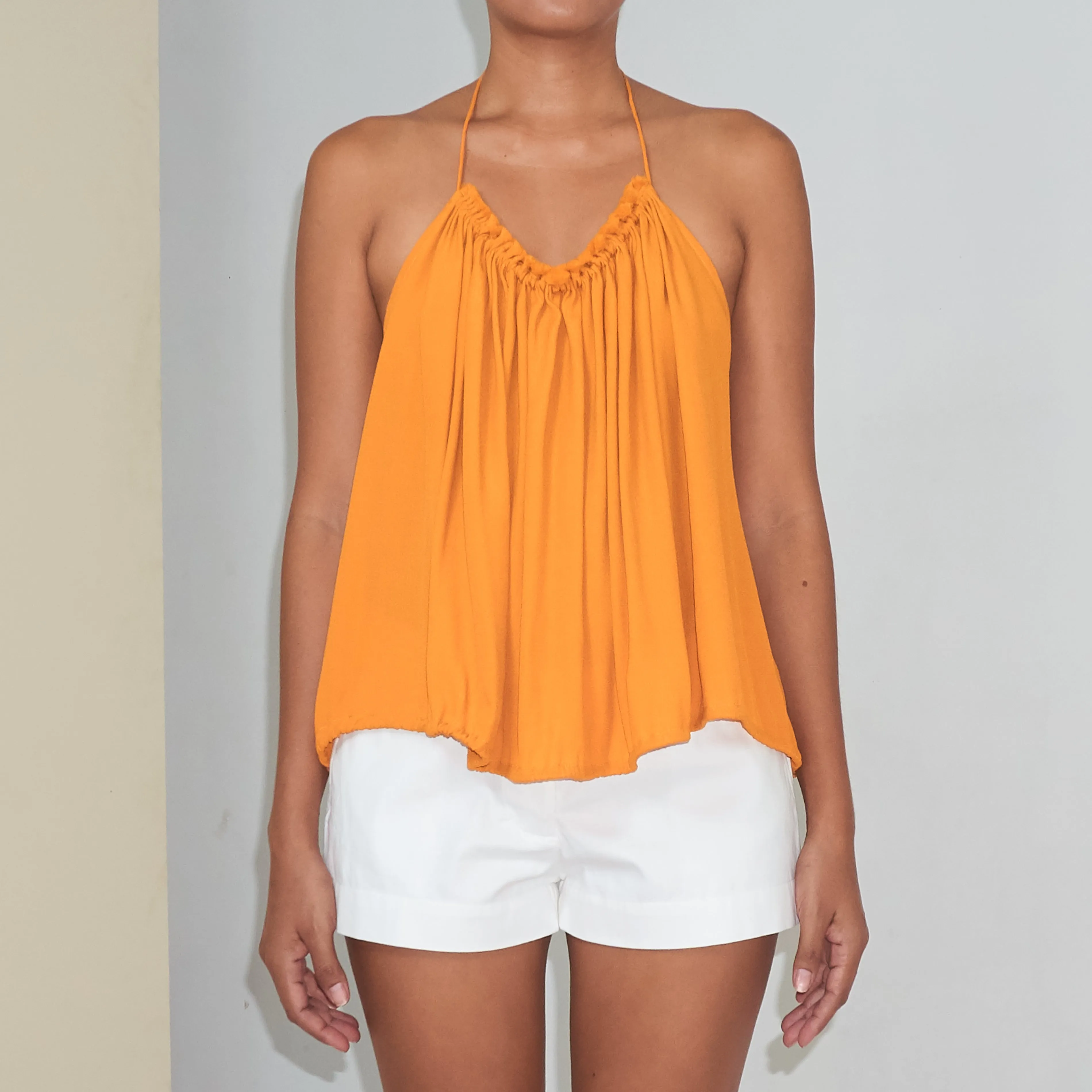 RUSH HALTER TOP - Rayon Fujette Crepe | Sunflower Yellow