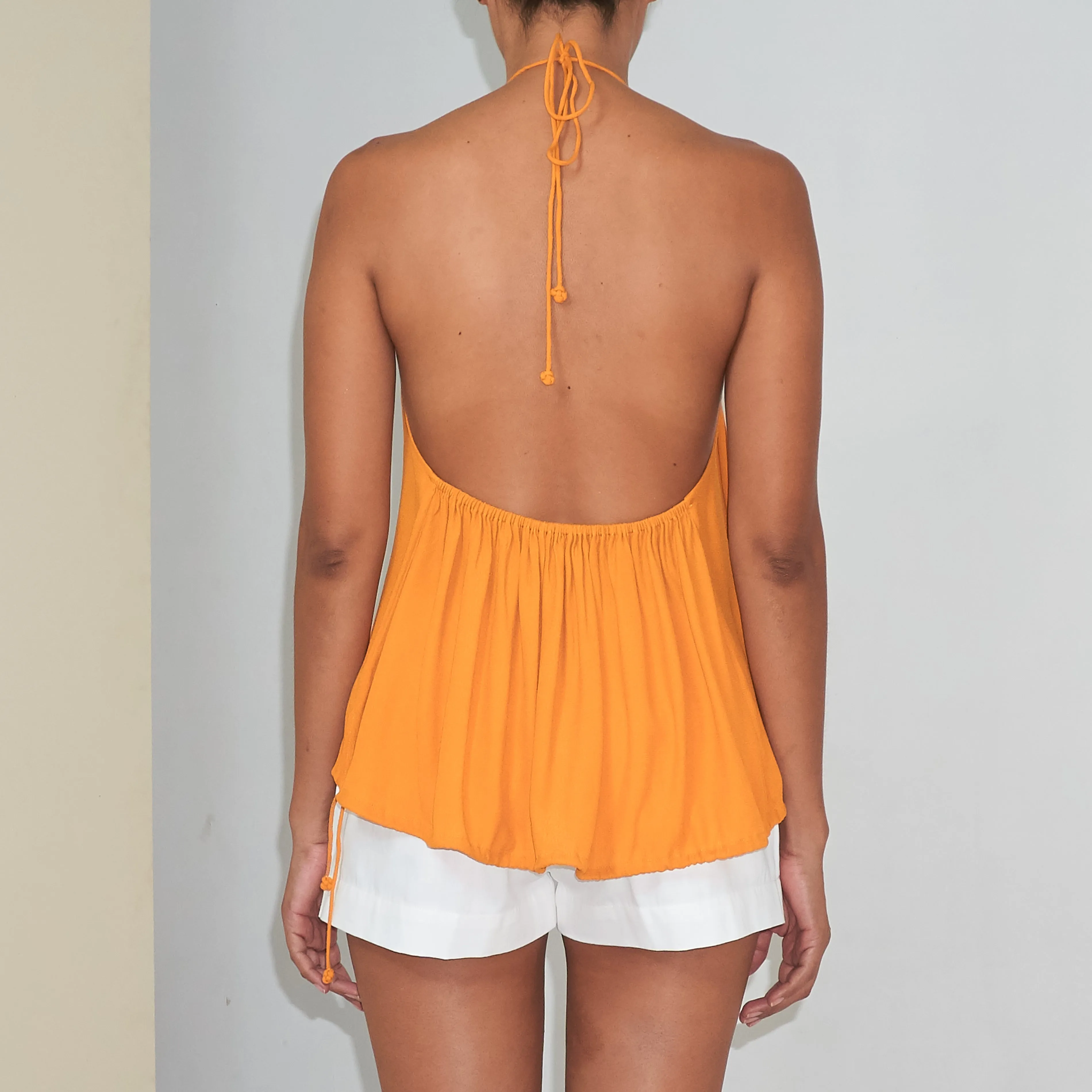 RUSH HALTER TOP - Rayon Fujette Crepe | Sunflower Yellow