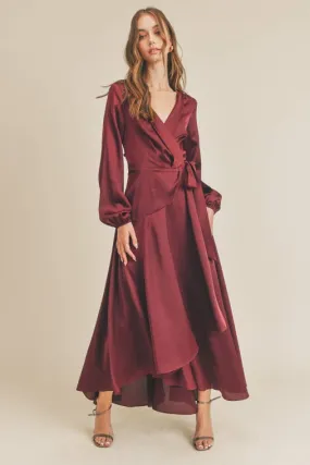 Satin Wrap Maxi Dress