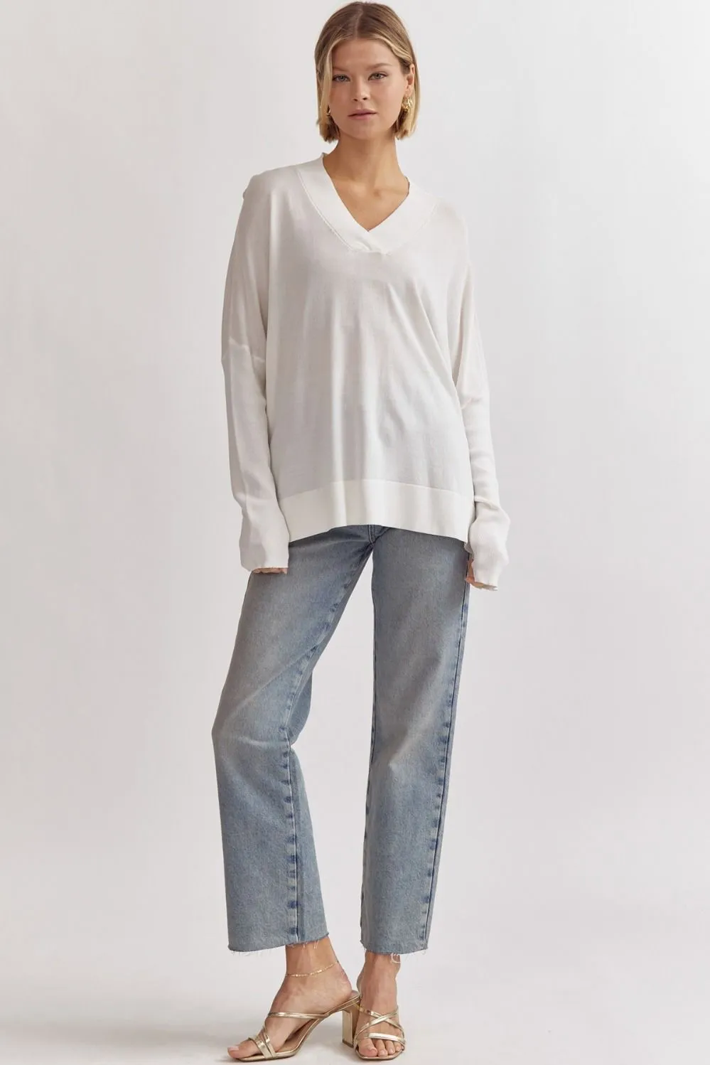 Shay V-Neck Knit Top - Off White