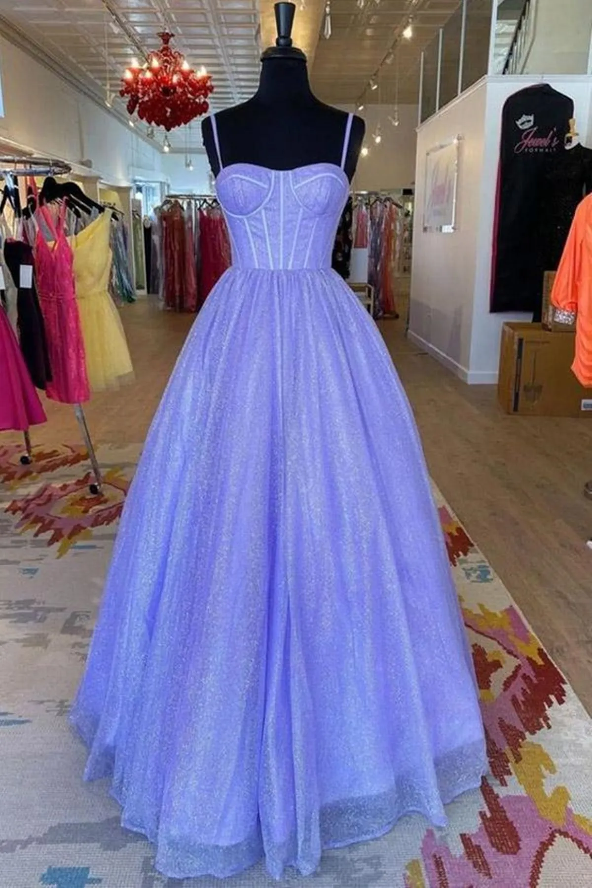 Shiny Tulle Open Back Pink/Lilac/Blue Long Prom Dress, Long Pink/Lilac/Blue Tulle Formal Graduation Evening Dress A1455