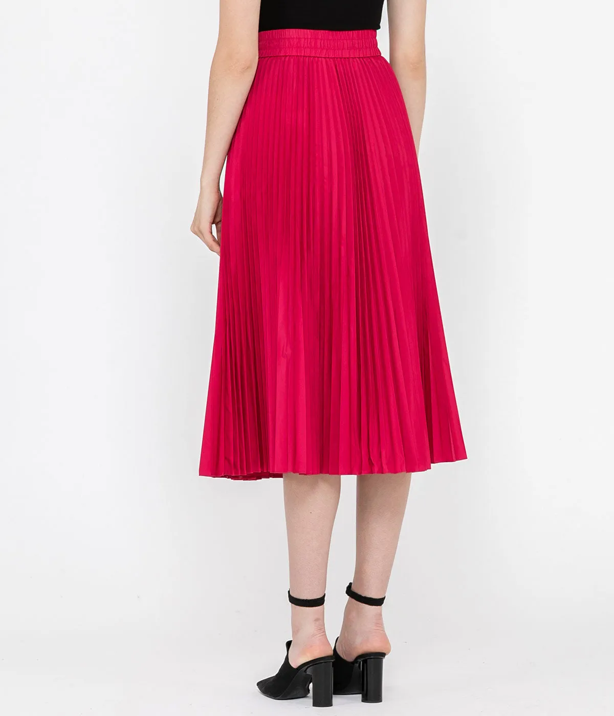 Shocking Pink Pleated Skirt