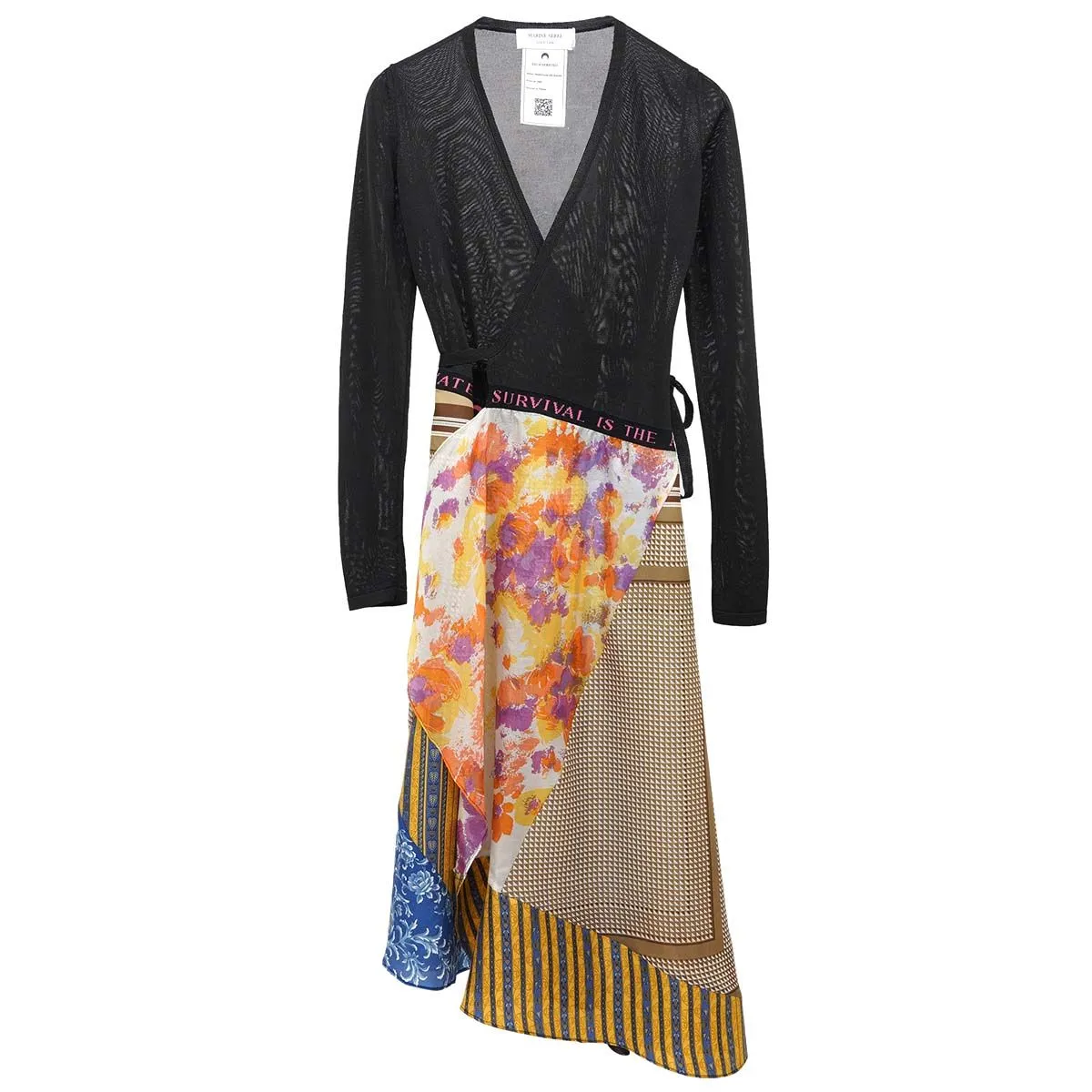 SILK SCARVES HYBRID-WRAP KNIT DRESS -REGENERATED- / MULTICOLOR