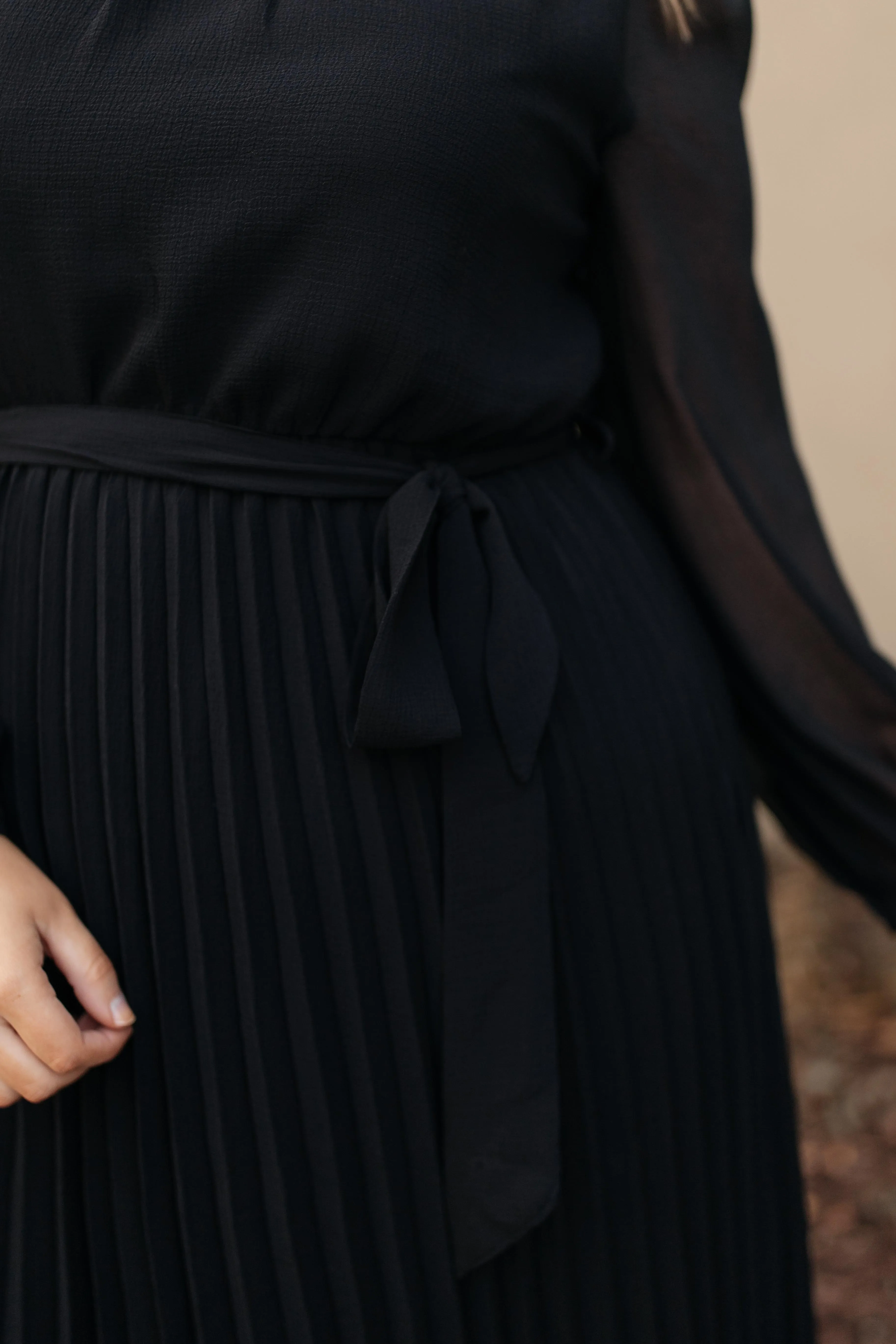 Simple And Pleated Dress in Black