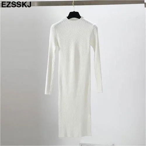 Slim & sexy long sleeve solid color knitted dress