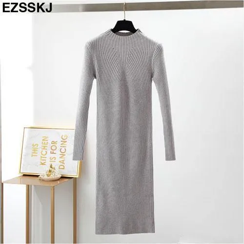 Slim & sexy long sleeve solid color knitted dress