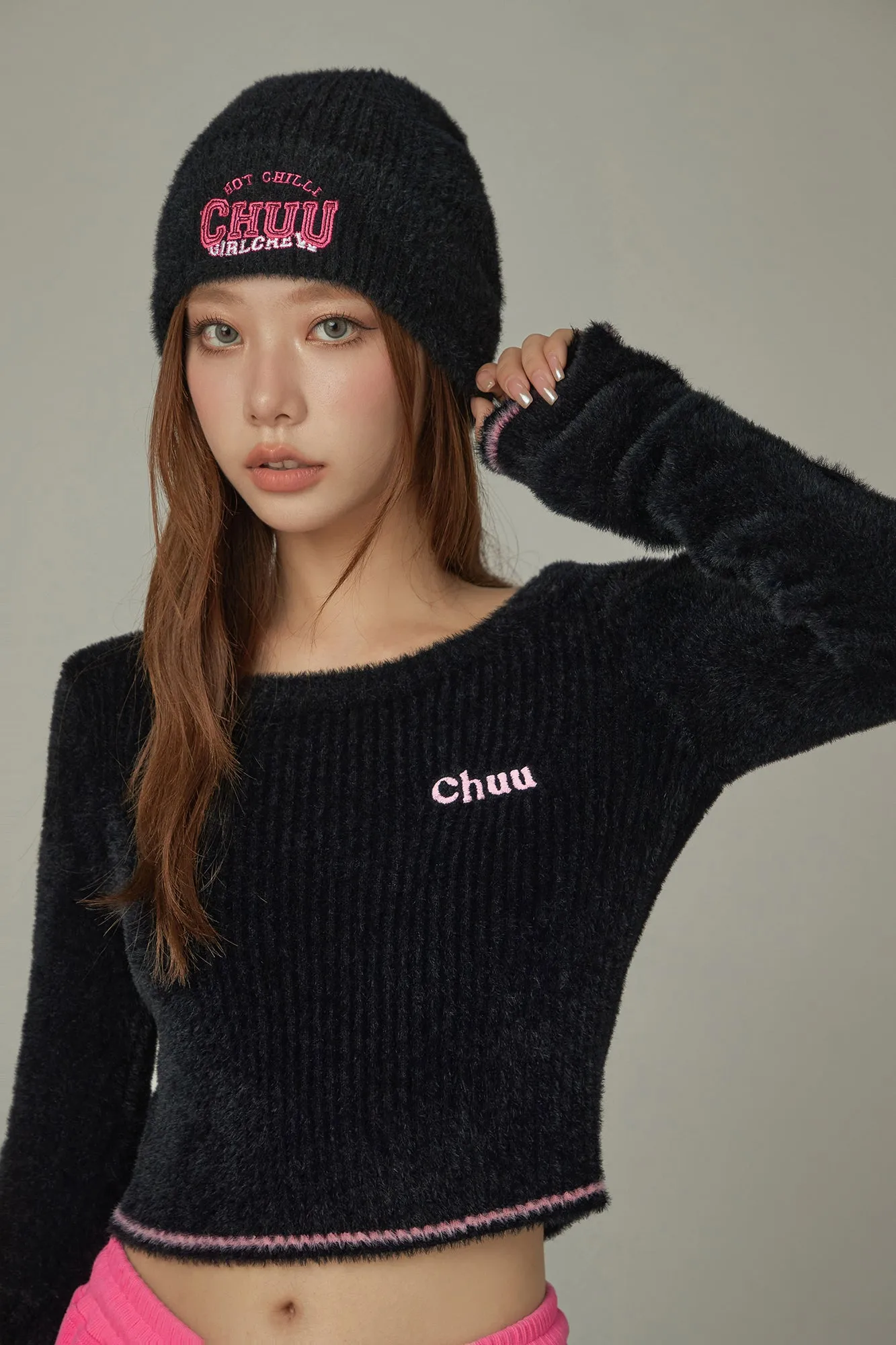 Slit Sleeves Button Crop Knit Sweater