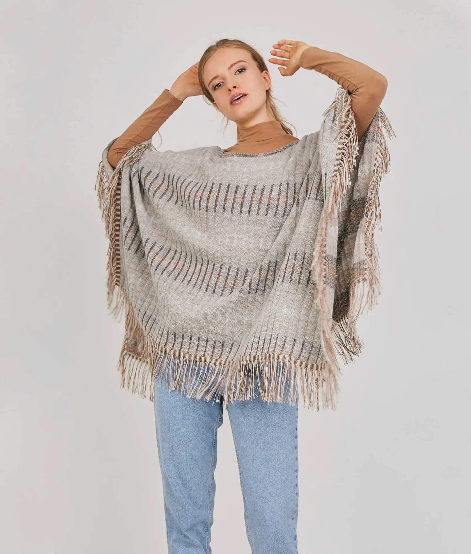 Striped Rib Reversible Poncho