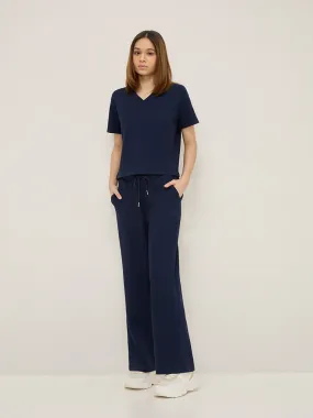 Studiofit Navy Seersucker High-Rise Track Pants