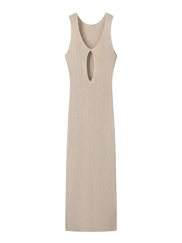 TEEK - Pinch V-neck Sleeveless Slit Dress