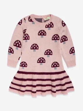 The Bonnie Mob Girls Sage Mushroom Knit Dress in Pink