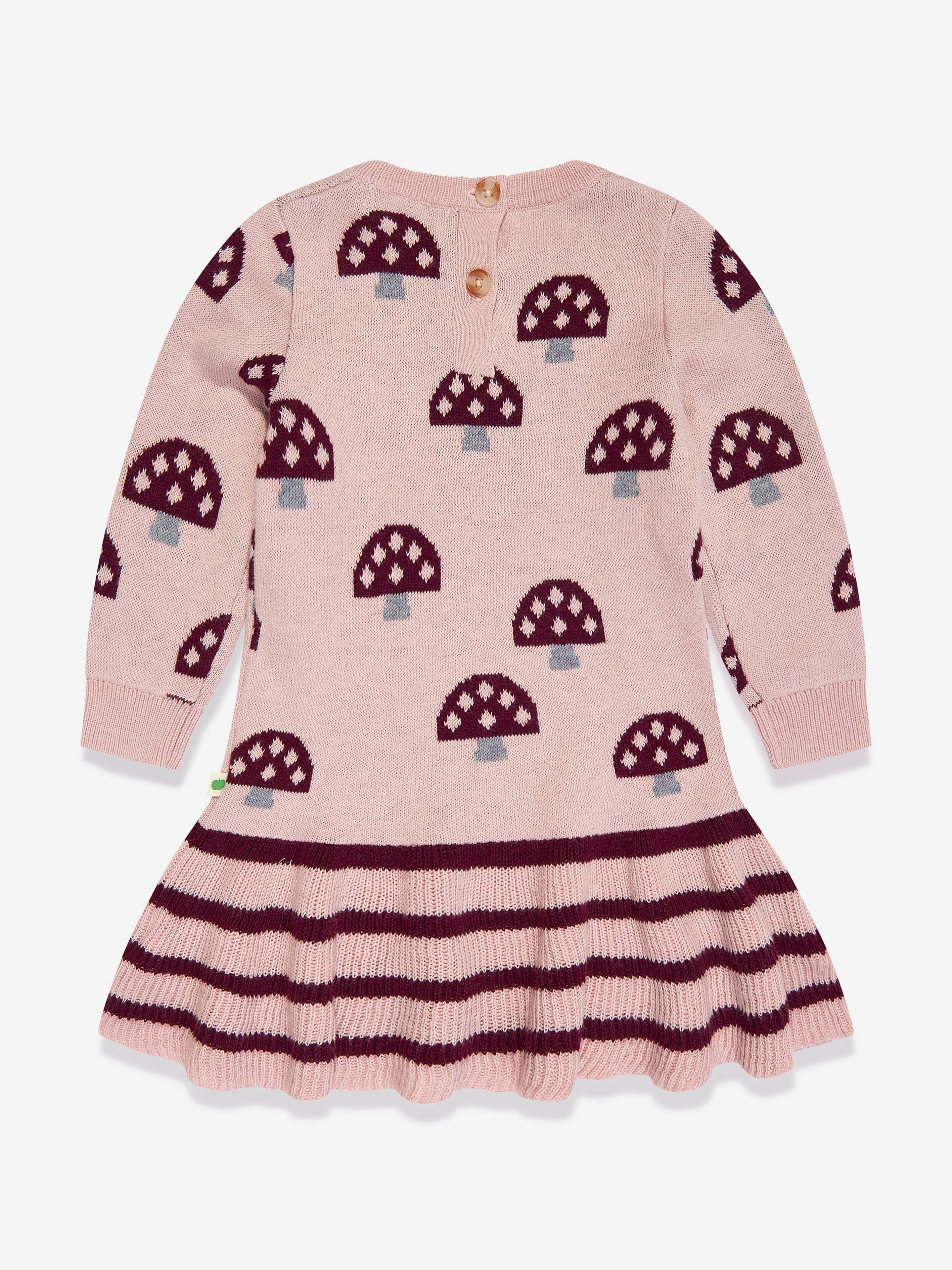 The Bonnie Mob Girls Sage Mushroom Knit Dress in Pink