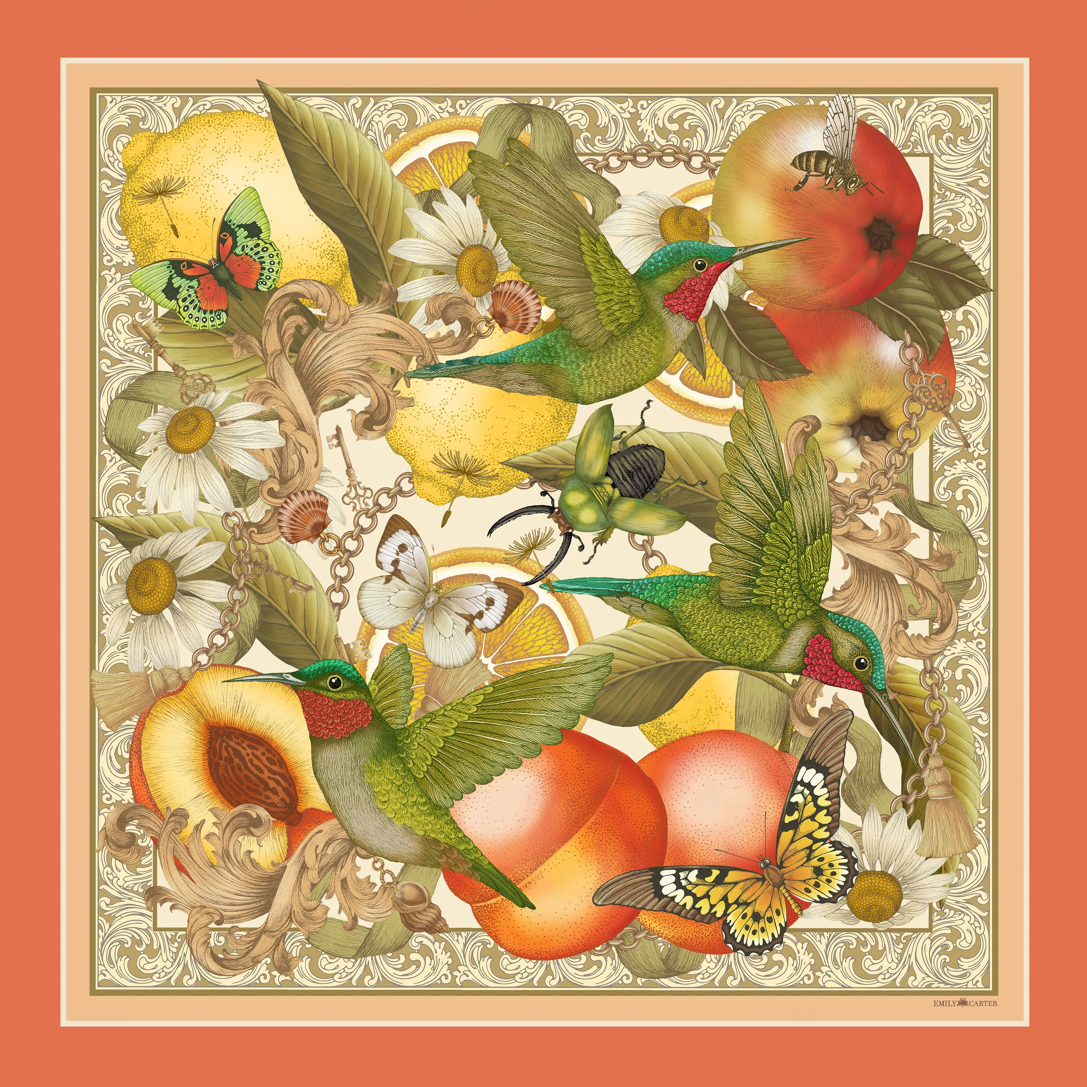 The Botanical Garden Silk Neckerchief | 45x45cm