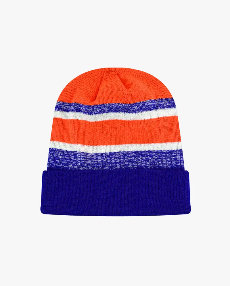 The Hat Depot - Cuffed Stripe Knit Slouch Beanie