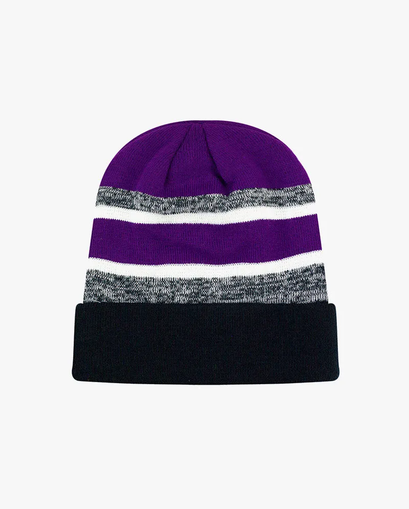 The Hat Depot - Cuffed Stripe Knit Slouch Beanie