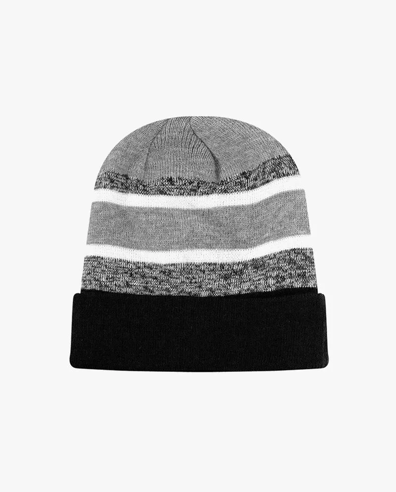 The Hat Depot - Cuffed Stripe Knit Slouch Beanie