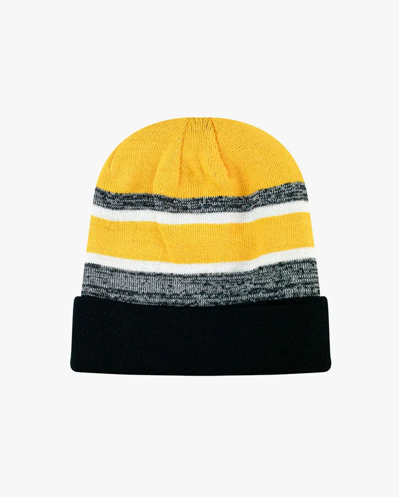 The Hat Depot - Cuffed Stripe Knit Slouch Beanie